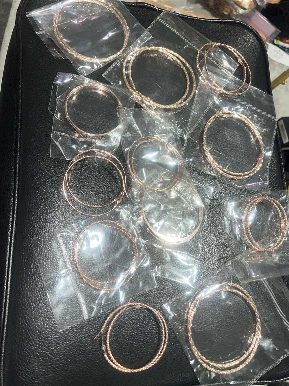 12 pairs of Rose Gold Hoop Earring Set - Mixed Textures